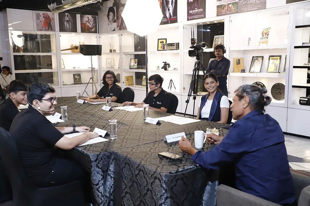 Kapil Dev interacting with students at Kanakia Schools